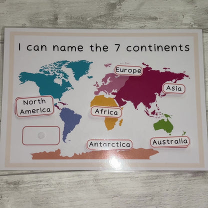 World Continents Learning Mat
